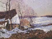 George M Bruestle Barns in Winter Sweden oil painting reproduction